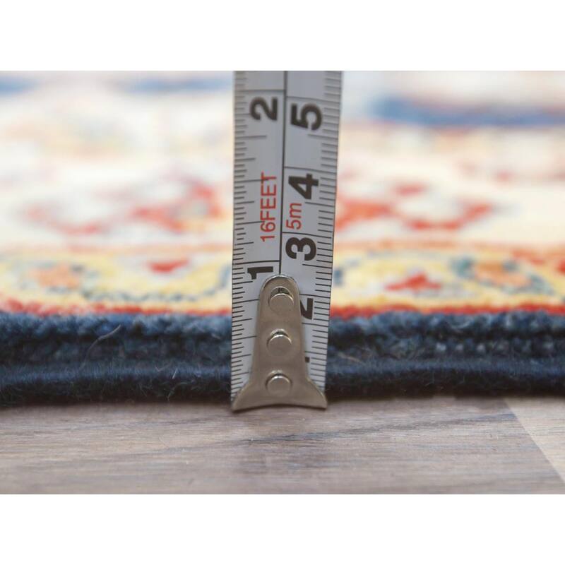 Shahbanu Rugs Yale Blue Soft Wool Hand Knotted Special Kazak with